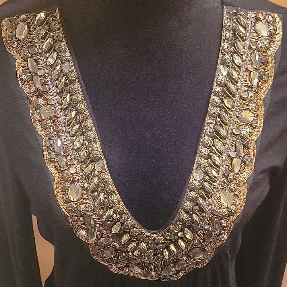 Kay Celine Embellished Black Women's Top Sz Med - Picture 3 of 10